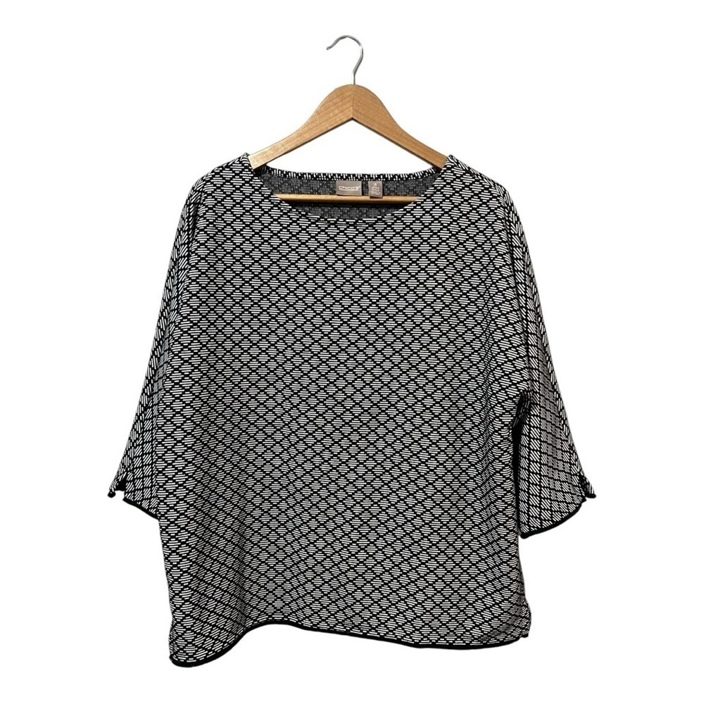Chico's Sweater Top Women's Size XL (3) Black White Career Office Boxy Work